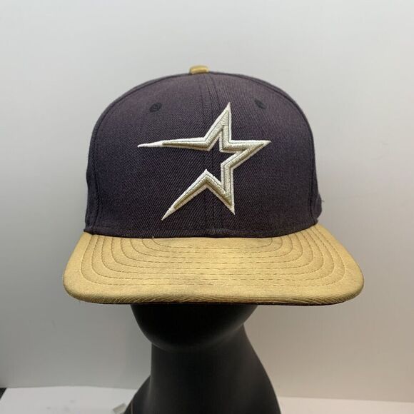 Houston Astros New Era‎ 59Fifty Cooperstown Collection Hat 7 3/8 Faded Bk Gold - Picture 1 of 6
